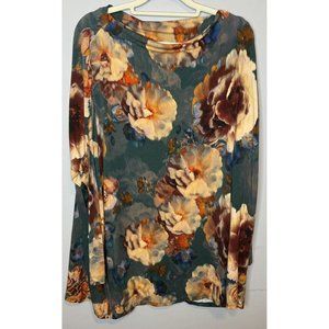 Bryn Walker Small Tunic Top Colorful Long Sleeve Top Oversized Viscose Floral